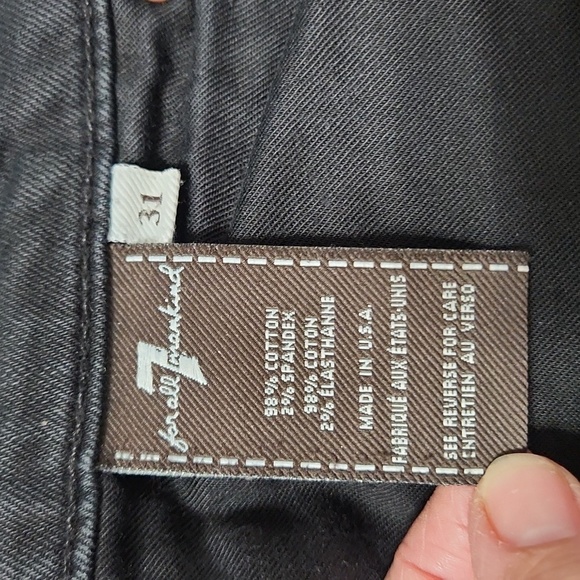 7 for all Mankind Black Standard Straight Leg Button Fly Jeans - Picture 8 of 10